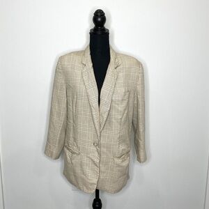 Ann Taylor Brown Beige Padded Shoulder Blazer